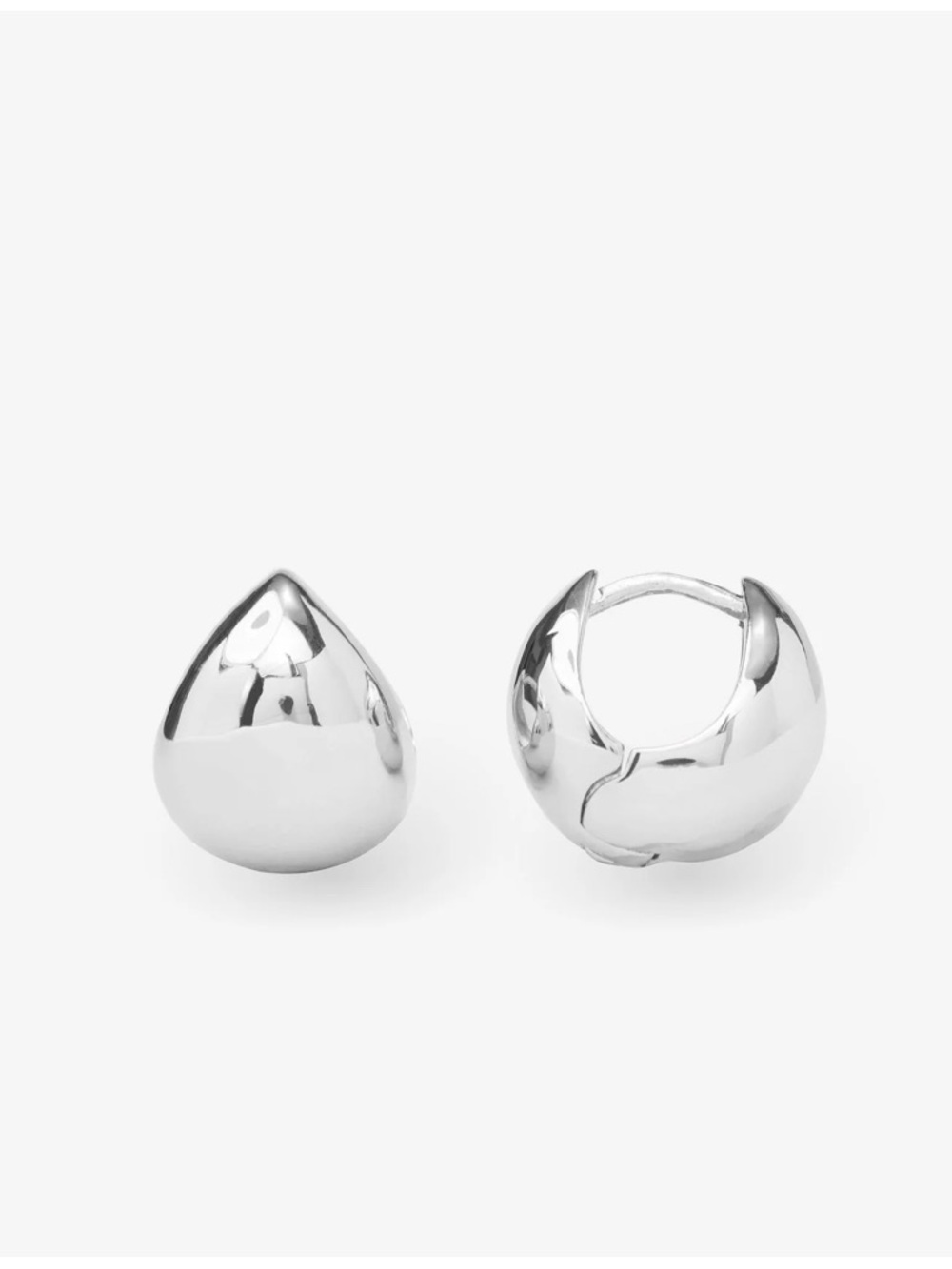 Polished Silver Teardrop Hoop Earrings